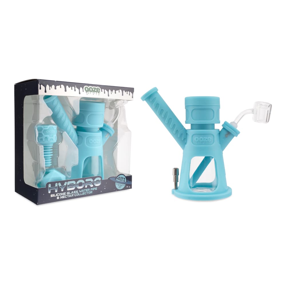 Ooze Hyborg Silicone Glass 4-in-1 Hybrid Water Pipe and Nectar Collector - Discreet Smoker