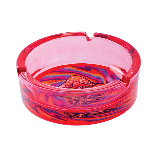 RED TRIPPY MUSHROOM GLASS ASHTRAY - Discreet Smoker