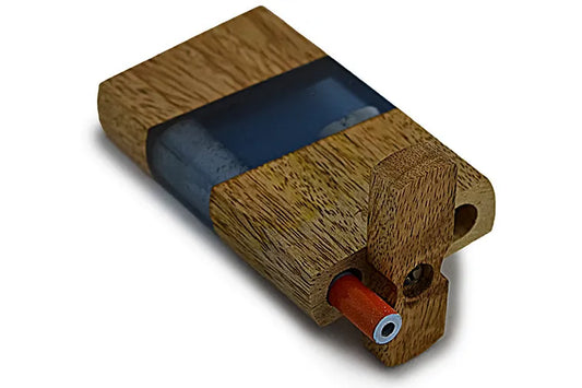 Handmade Wood & Acrylic Dugout w/ One Hitter - Blue - Discreet Smoker