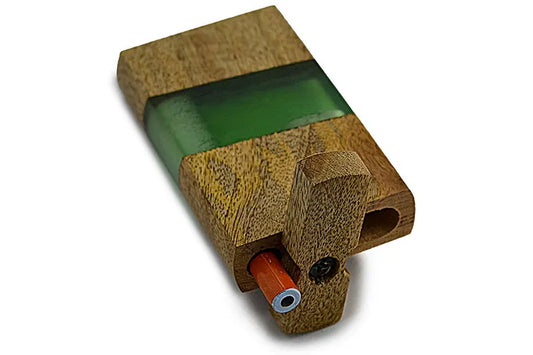 Handmade Wood & Acrylic Dugout w/ One Hitter - Green - Discreet Smoker