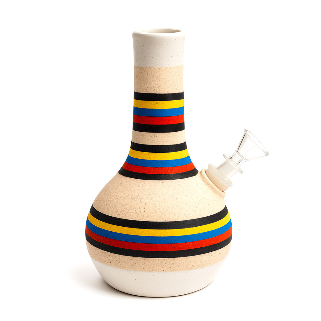 COLORFUL STRIPED CERAMIC BUBBLE VASE BONG - Discreet Smoker