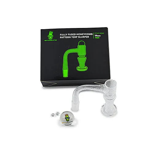 Space King Fully Fused Honeycomb Pattern Terp Slurper (Black / Green) - Discreet Smoker