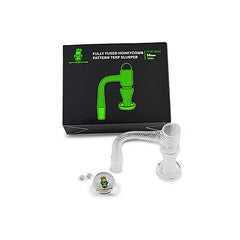 Space King Fully Fused Honeycomb Pattern Terp Slurper (Black / Green) - Discreet Smoker