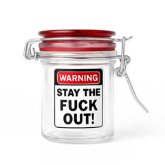 AIRTIGHT GLASS HERB JAR | WARNING - STAY THE FUCK OUT! - Discreet Smoker