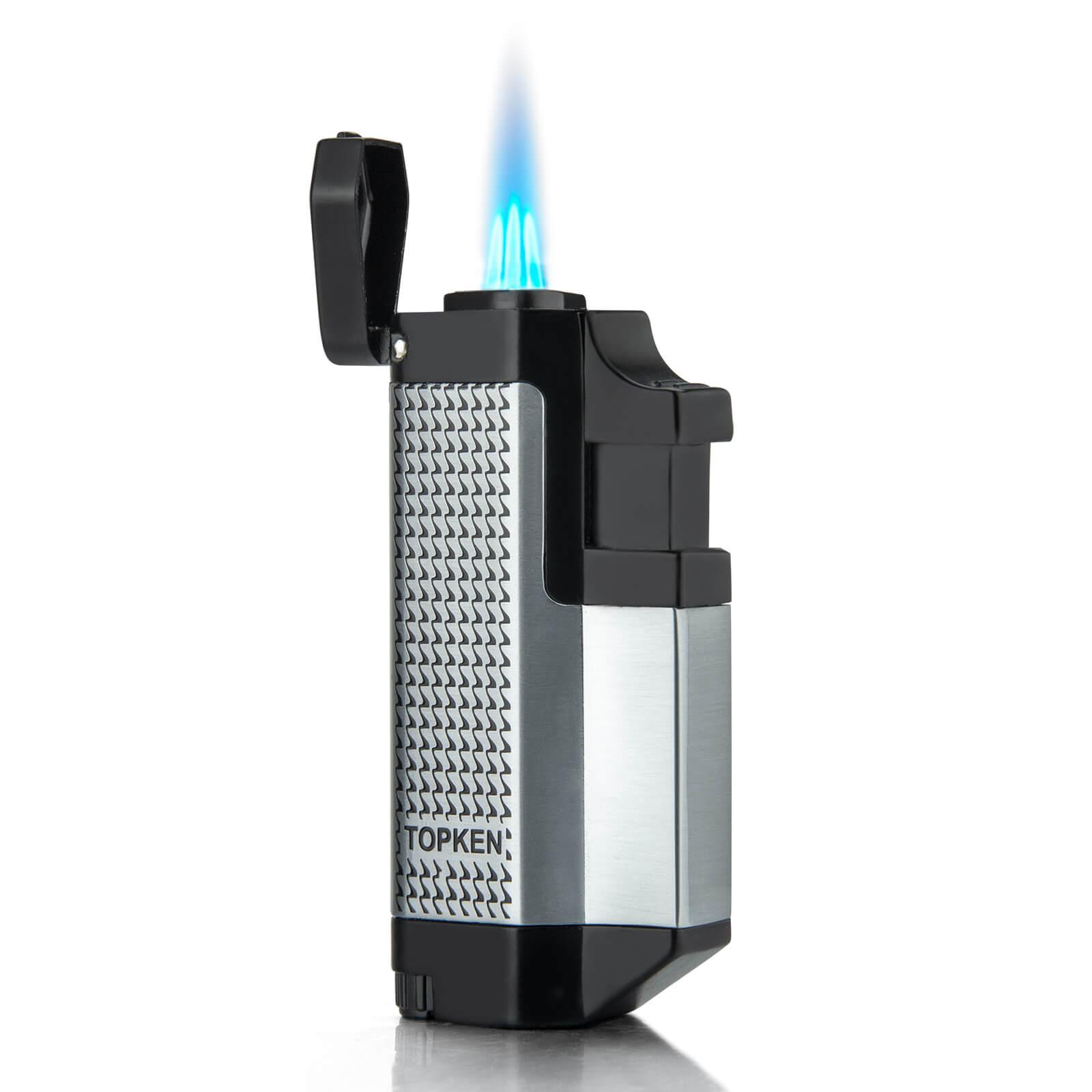 Triple Jet Silver Torch Lighter - Discreet Smoker