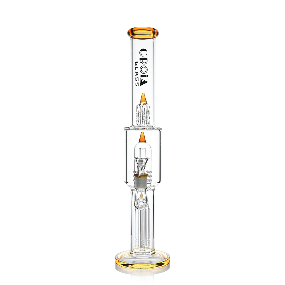 16" Triple Rocket-Perc Scientific Glass Bong | Croia Glass - Discreet Smoker