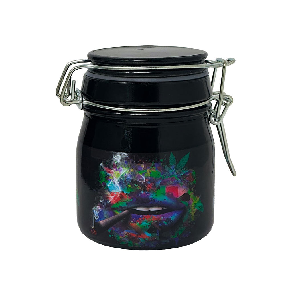 TRIPPY LIPS CLAMPING LID STORAGE JAR - Discreet Smoker