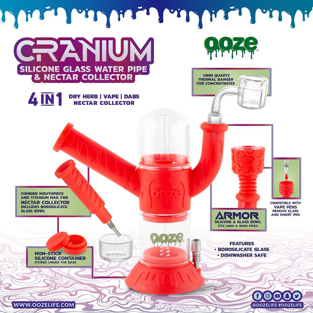 Ooze Cranium Silicone 4-in-1 Hybrid Water Pipe - Discreet Smoker