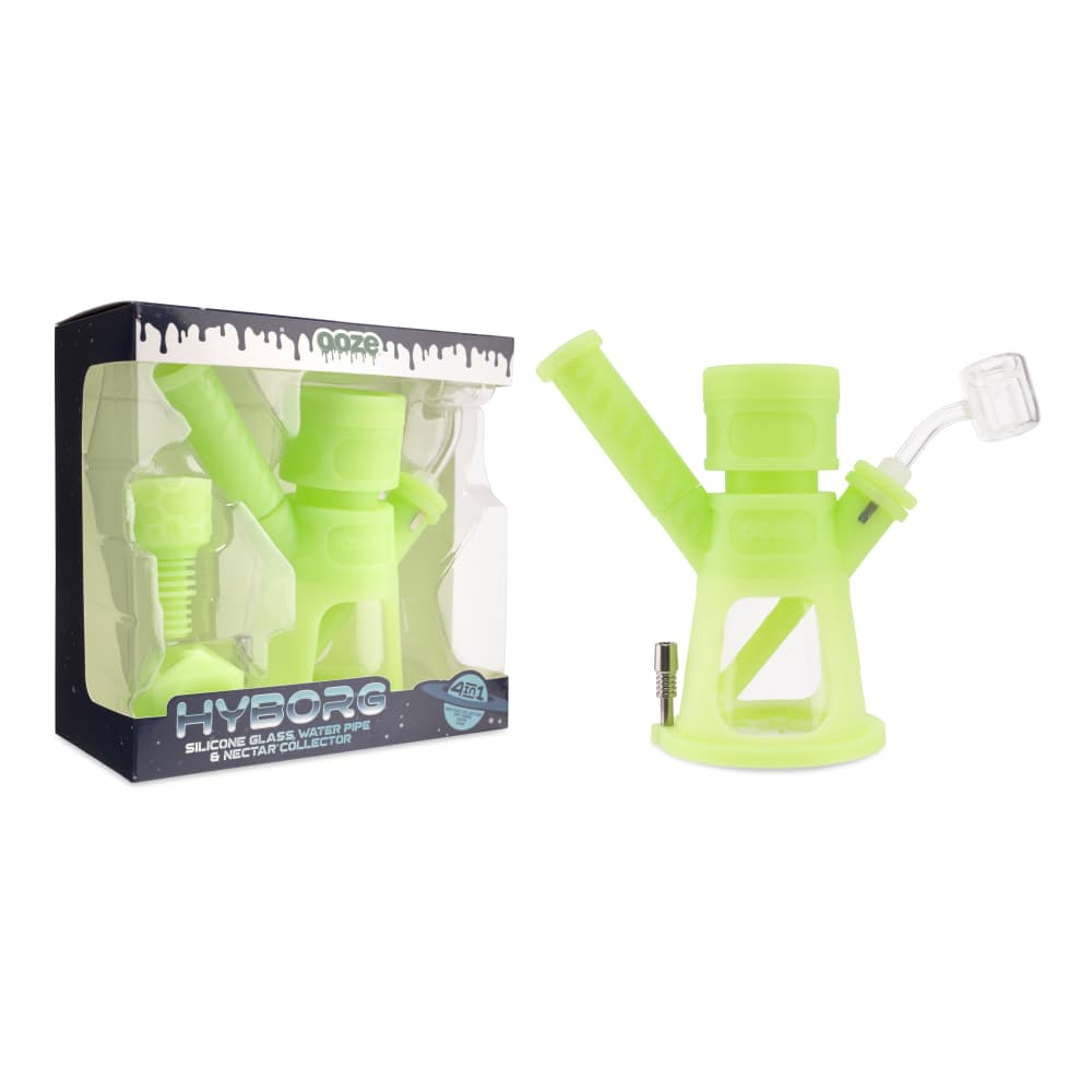Ooze Hyborg Silicone Glass 4-in-1 Hybrid Water Pipe and Nectar Collector - Discreet Smoker