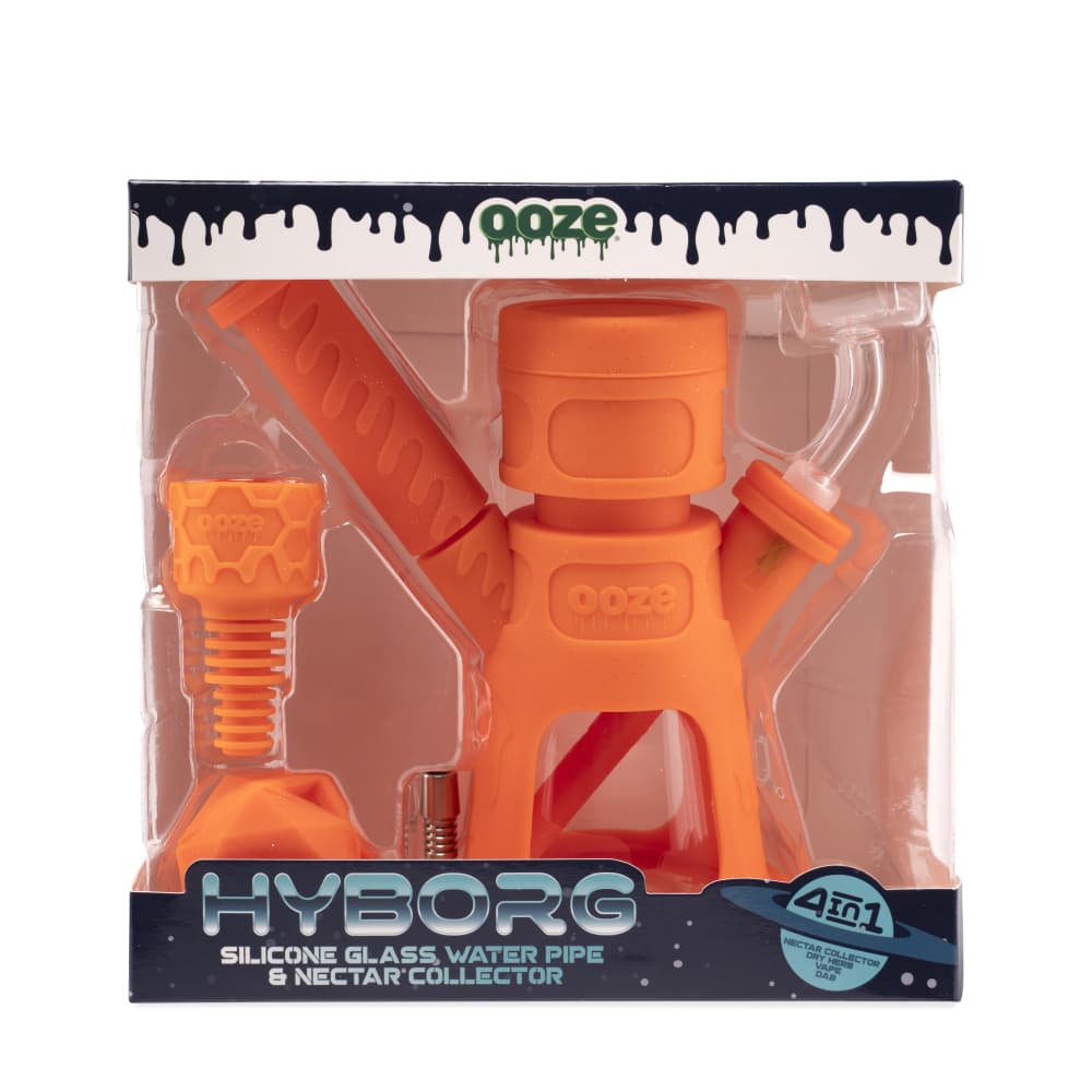 Ooze Hyborg Silicone Glass 4-in-1 Hybrid Water Pipe and Nectar Collector - Discreet Smoker