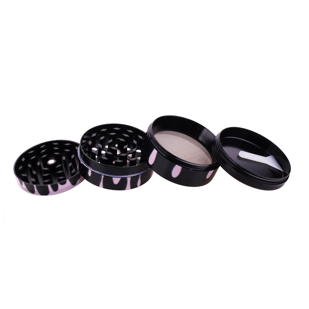 COLOR DRIP ALUMINUM 4-PIECE HERB GRINDER - Discreet Smoker