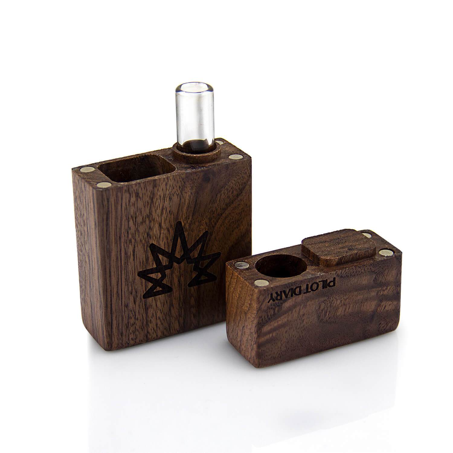 Wood Dugout With Glass One Hitter Pipe - Discreet Smoker