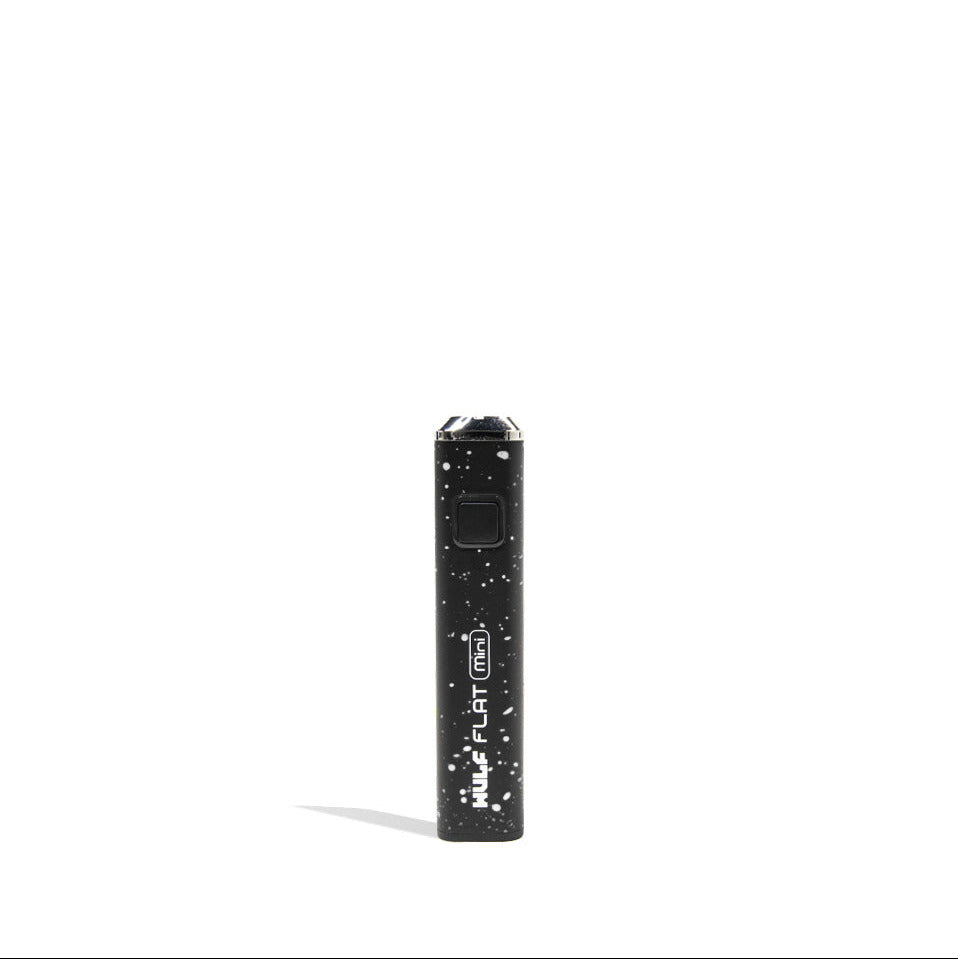Wulf Mods Flat Mini Cartridge Battery in black with green accents, showing the device's Vaporizer function.