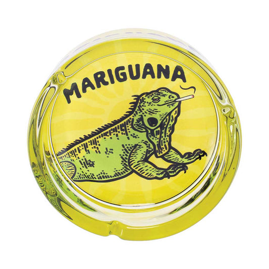YELLOW MARIGUANA GLASS ASHTRAY - Discreet Smoker