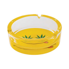YELLOW SMILEY LEAF GLASS ASHTRAY - Discreet Smoker