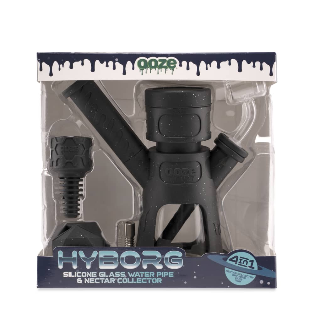 Ooze Hyborg Silicone Glass 4-in-1 Hybrid Water Pipe and Nectar Collector - Discreet Smoker