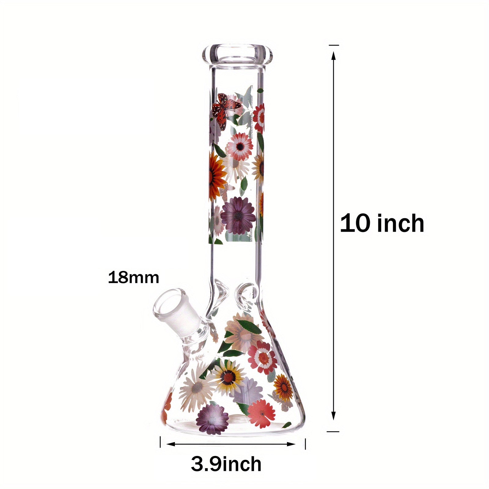 10" Glass Beaker Flower Bong - Discreet Smoker