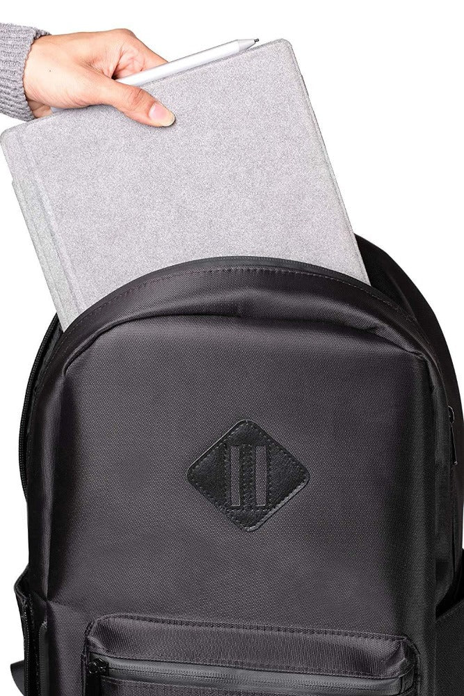 Black Smell Proof Backpack with Lock Front View Open