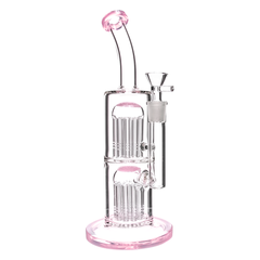 Medusa Customs 11" Double Jellyfish (Curved) Pink Bong - Discreet Smoker