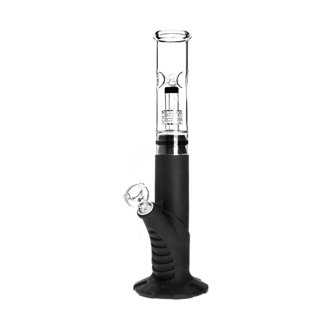 Medusa Customs Silicone Straight Pipe w/Percolator Bong - Discreet Smoker