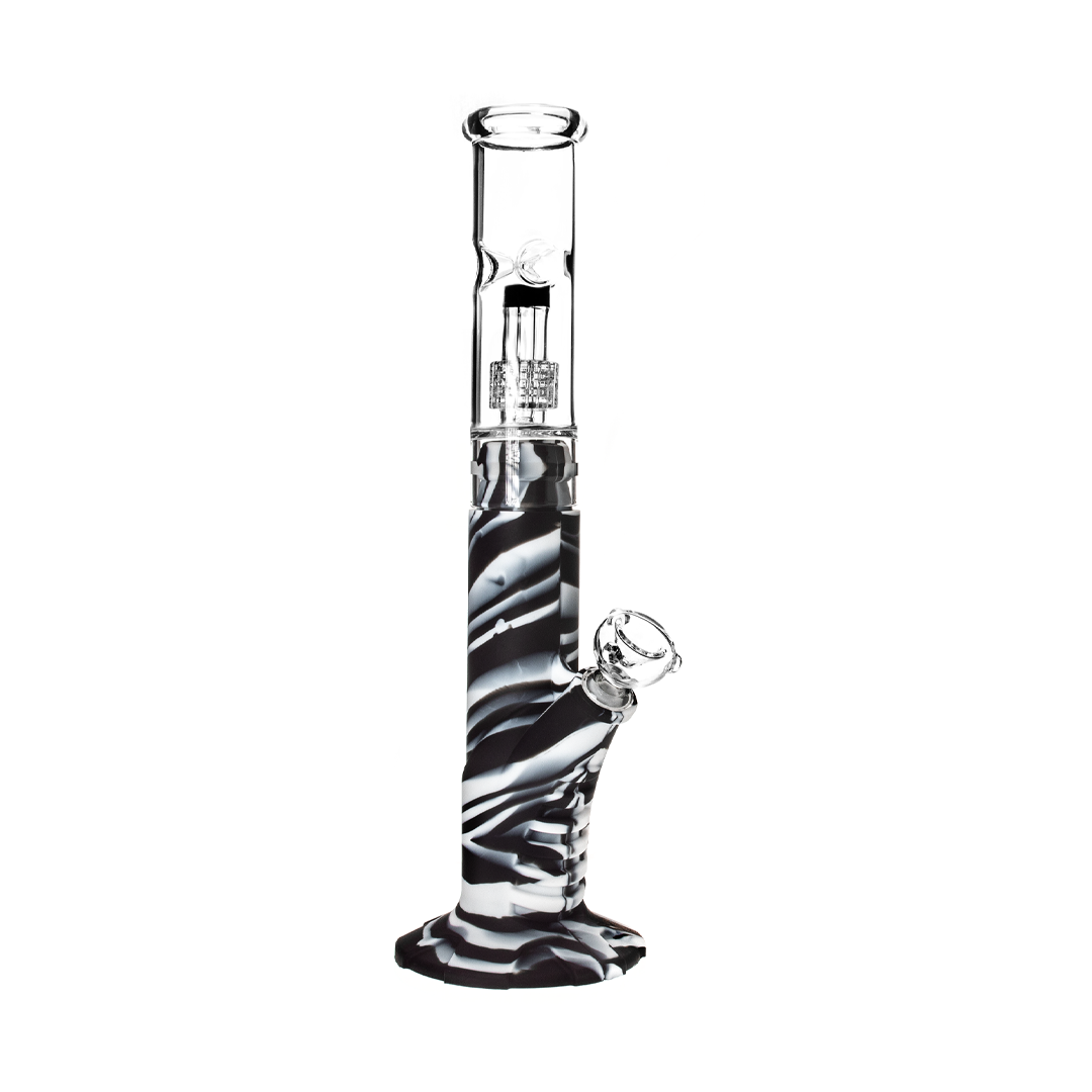 Medusa Customs Silicone Straight Pipe w/Percolator Bong - Discreet Smoker