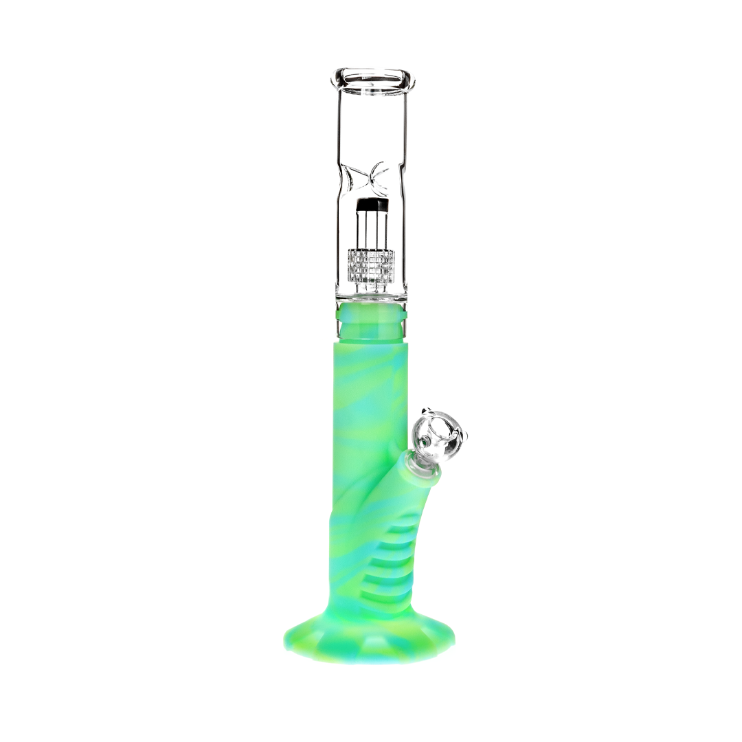 Medusa Customs Silicone Straight Pipe w/Percolator Bong - Discreet Smoker