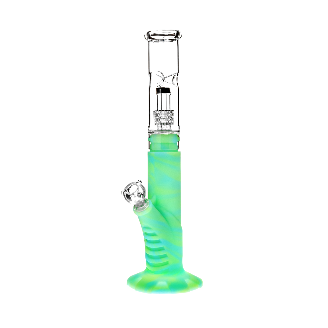 Medusa Customs Silicone Straight Pipe w/Percolator Bong - Discreet Smoker