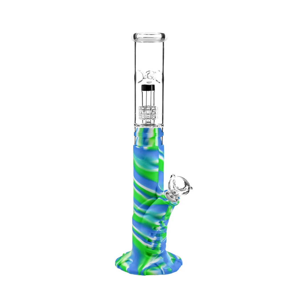 Medusa Customs Silicone Straight Pipe w/Percolator Bong - Discreet Smoker