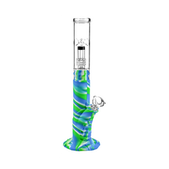 Medusa Customs Silicone Straight Pipe w/Percolator Bong - Discreet Smoker