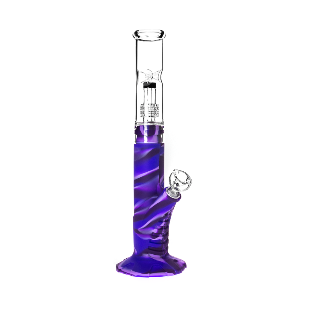 Medusa Customs Silicone Straight Pipe w/Percolator Bong - Discreet Smoker