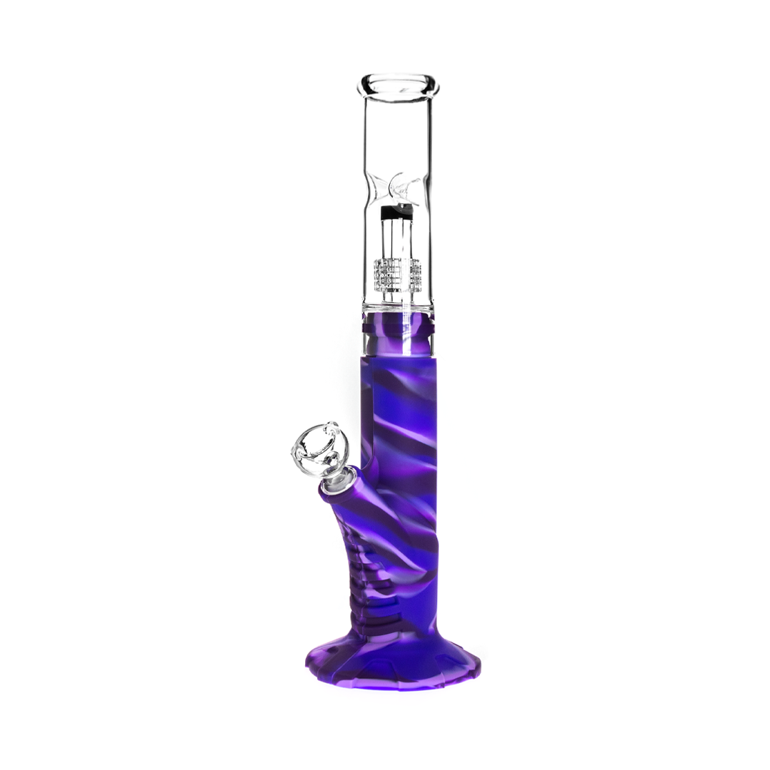 Medusa Customs Silicone Straight Pipe w/Percolator Bong - Discreet Smoker