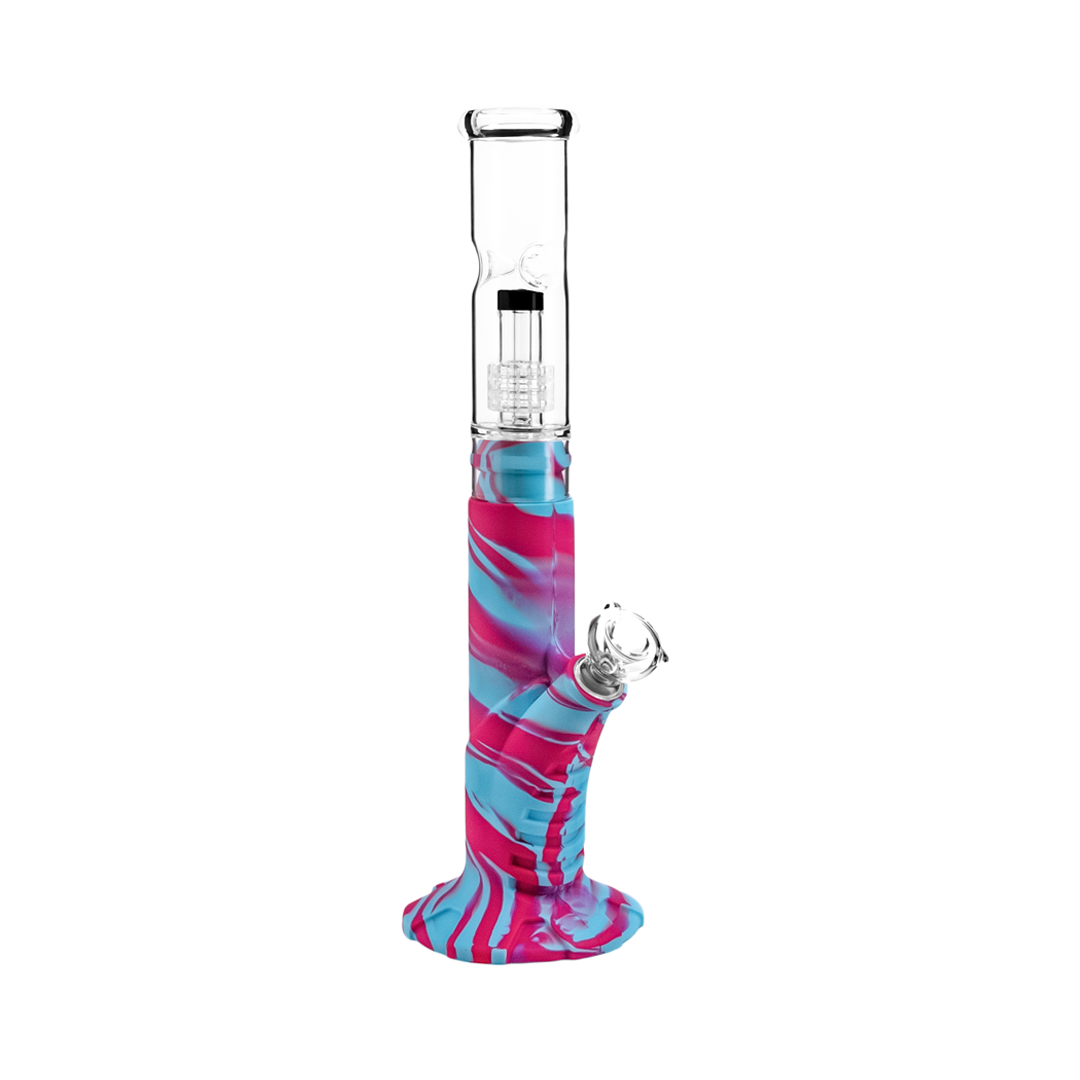Medusa Customs Silicone Straight Pipe w/Percolator Bong - Discreet Smoker