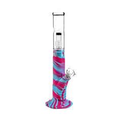 Medusa Customs Silicone Straight Pipe w/Percolator Bong - Discreet Smoker