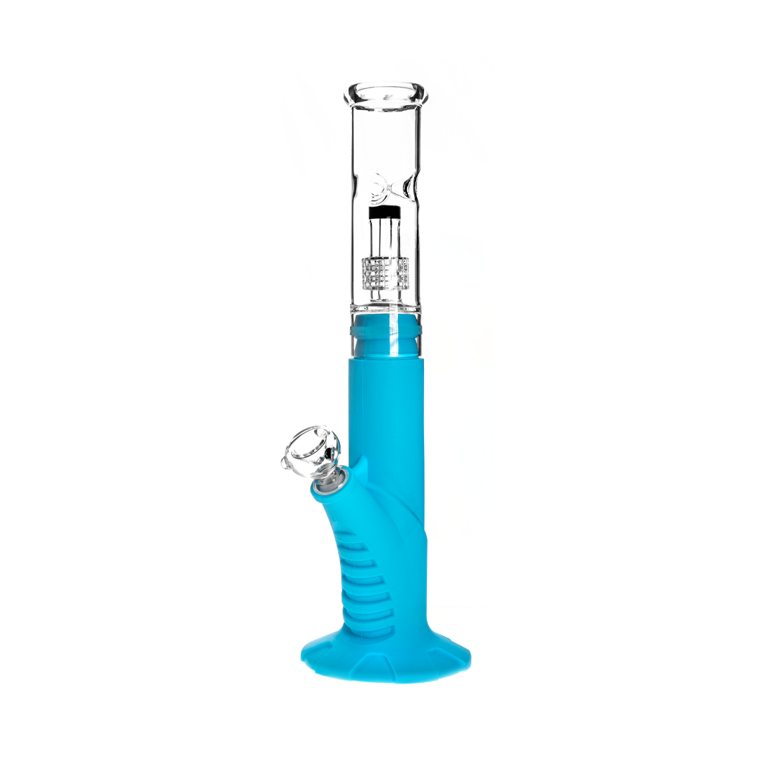 Medusa Customs Silicone Straight Pipe w/Percolator Bong - Discreet Smoker
