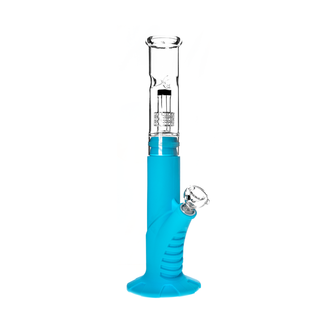 Medusa Customs Silicone Straight Pipe w/Percolator Bong - Discreet Smoker