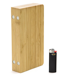 Wood Backflip Magnetic Rolling Tray - Closed View Alternative with Lighter, bamboo rolling tray, natural bamboo tray, raw bamboo rolling tray, raw rolling tray wood, bamboo tray, inexpensive rolling tray, rolling tray for sale, unique rolling trays, blunt rolling tray, blunt tray, cool rolling tray, small rolling tray, weed rolling tray