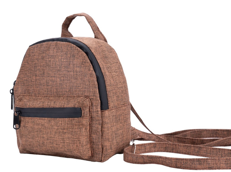 Brown Smell Proof Hemp Mini Backpack With Secret Lock - Front View Alternative
