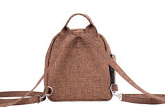 Brown Smell Proof Hemp Mini Backpack With Secret Lock - Back View
