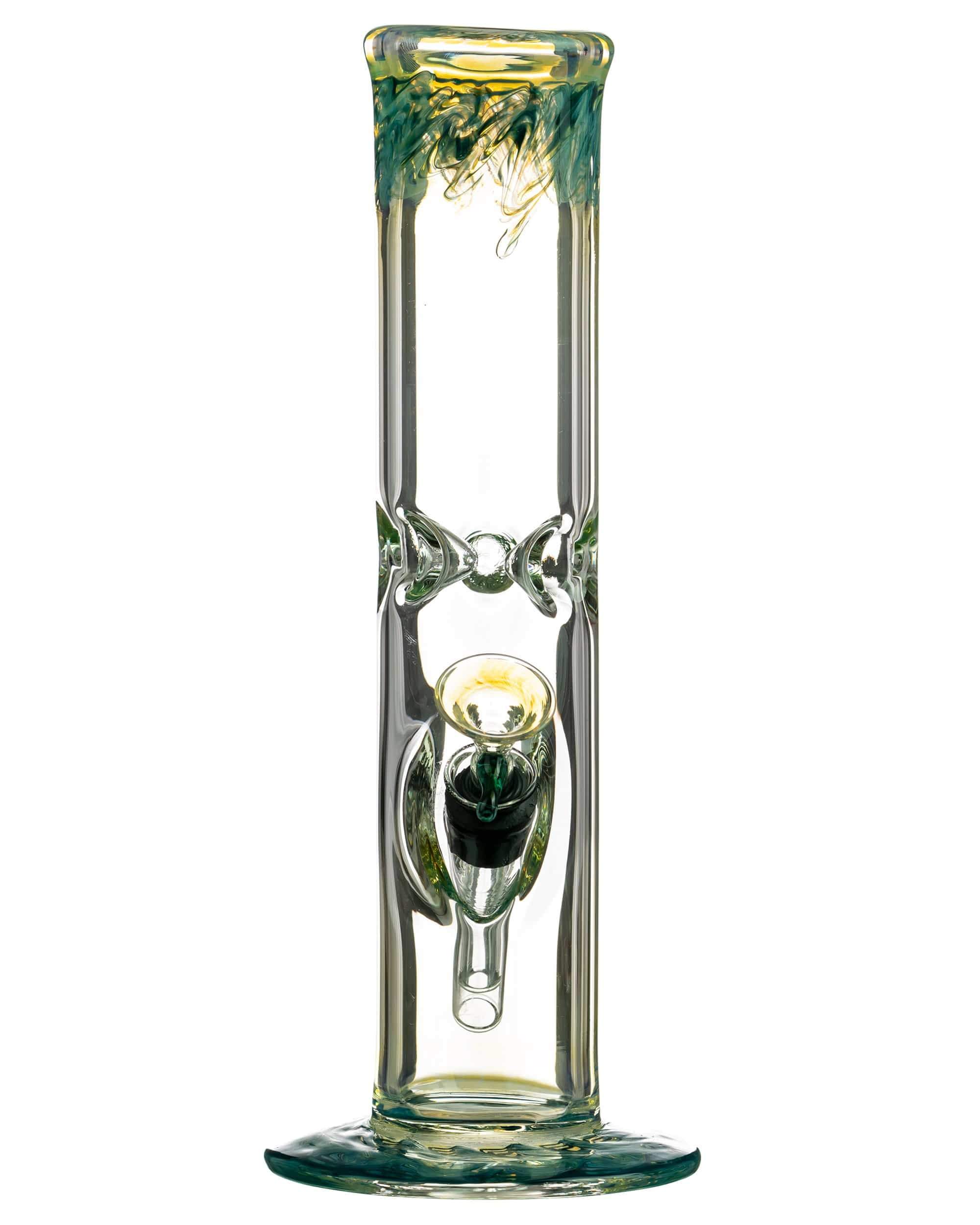 10" Straight Tube with Raked Colored Glass Accents - Discreet Smoker