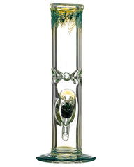 10" Straight Tube with Raked Colored Glass Accents - Discreet Smoker