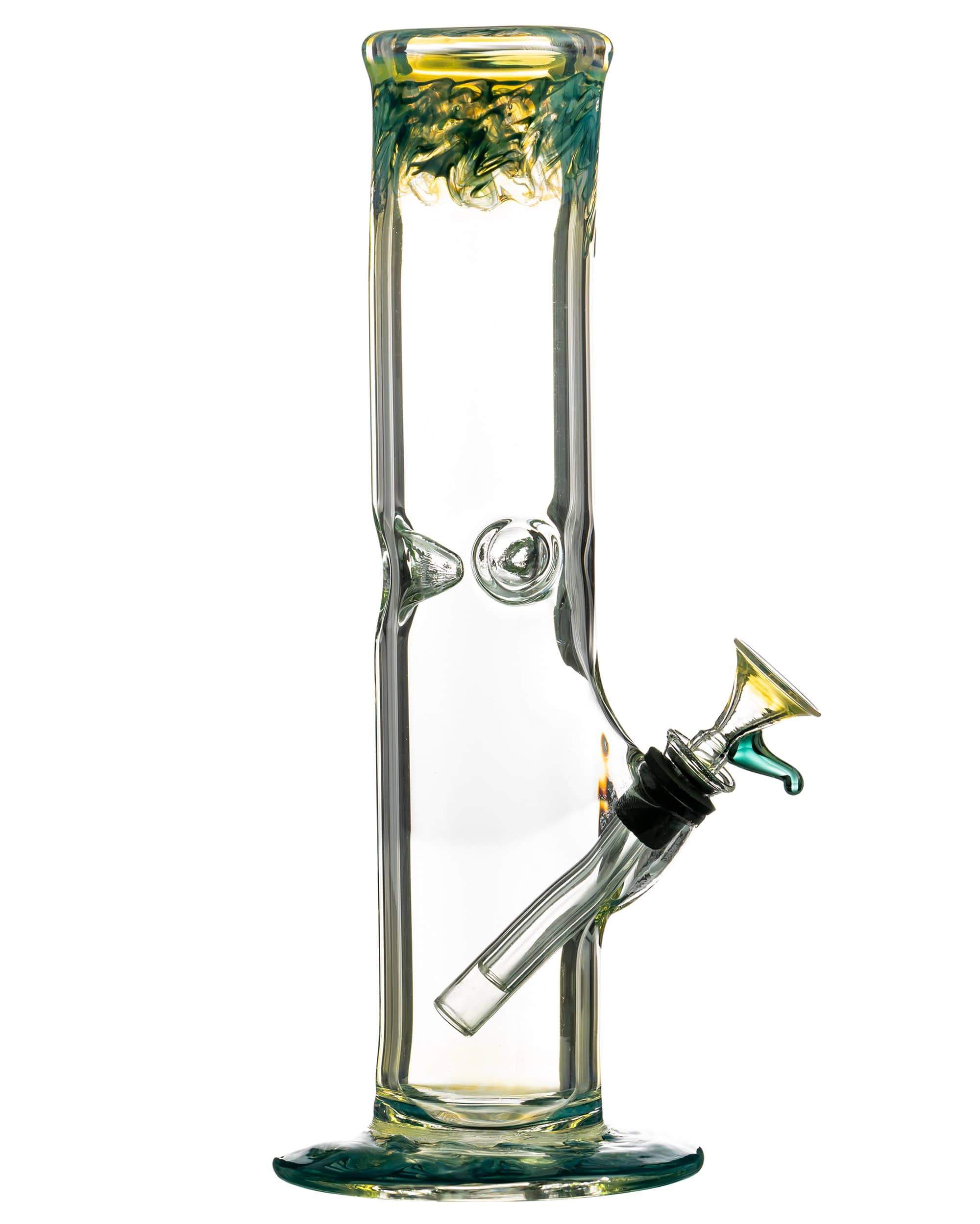10" Straight Tube with Raked Colored Glass Accents - Discreet Smoker