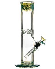 10" Straight Tube with Raked Colored Glass Accents - Discreet Smoker