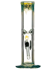 10" Straight Tube with Raked Colored Glass Accents - Discreet Smoker