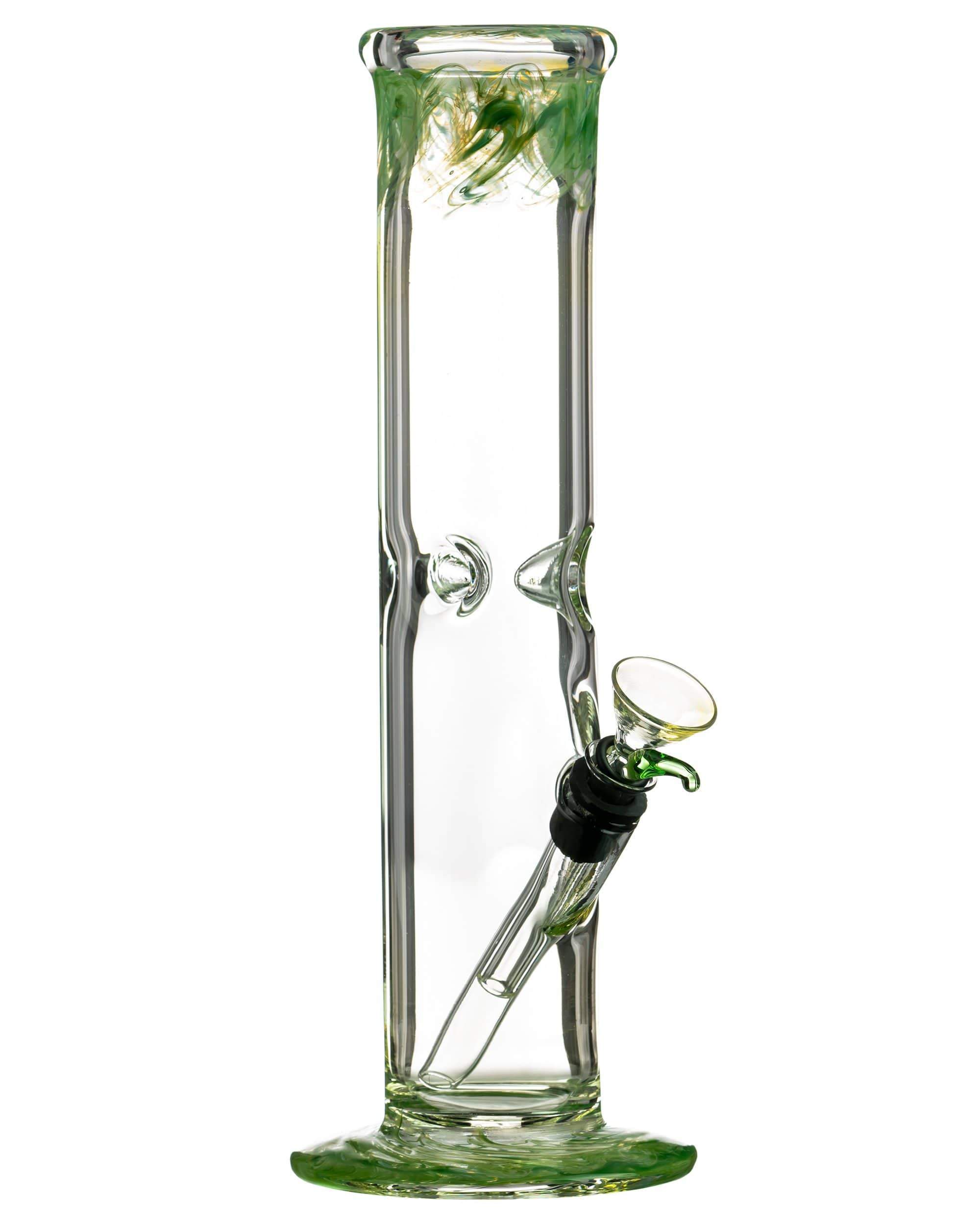 10" Straight Tube with Raked Colored Glass Accents - Discreet Smoker