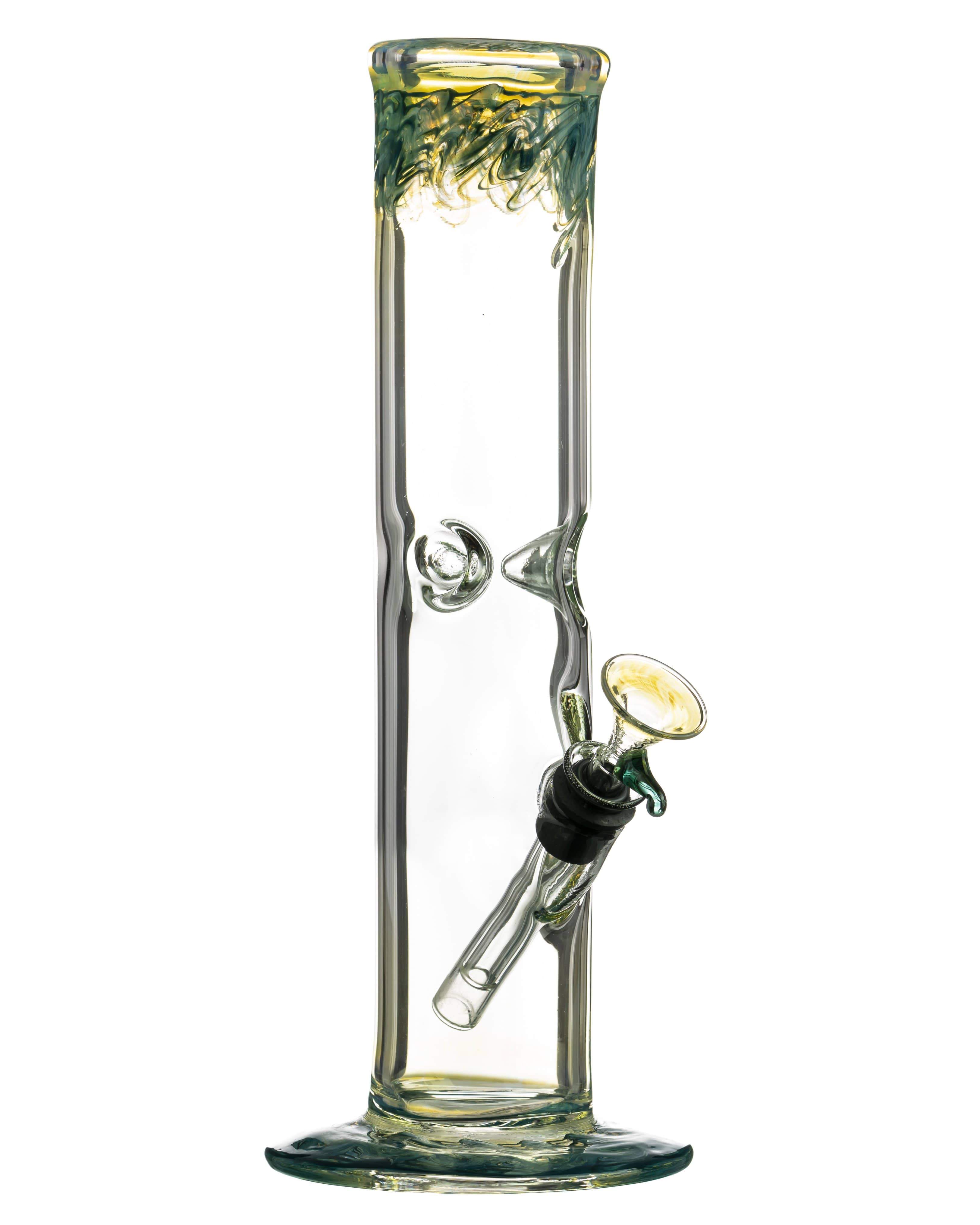 10" Straight Tube with Raked Colored Glass Accents - Discreet Smoker