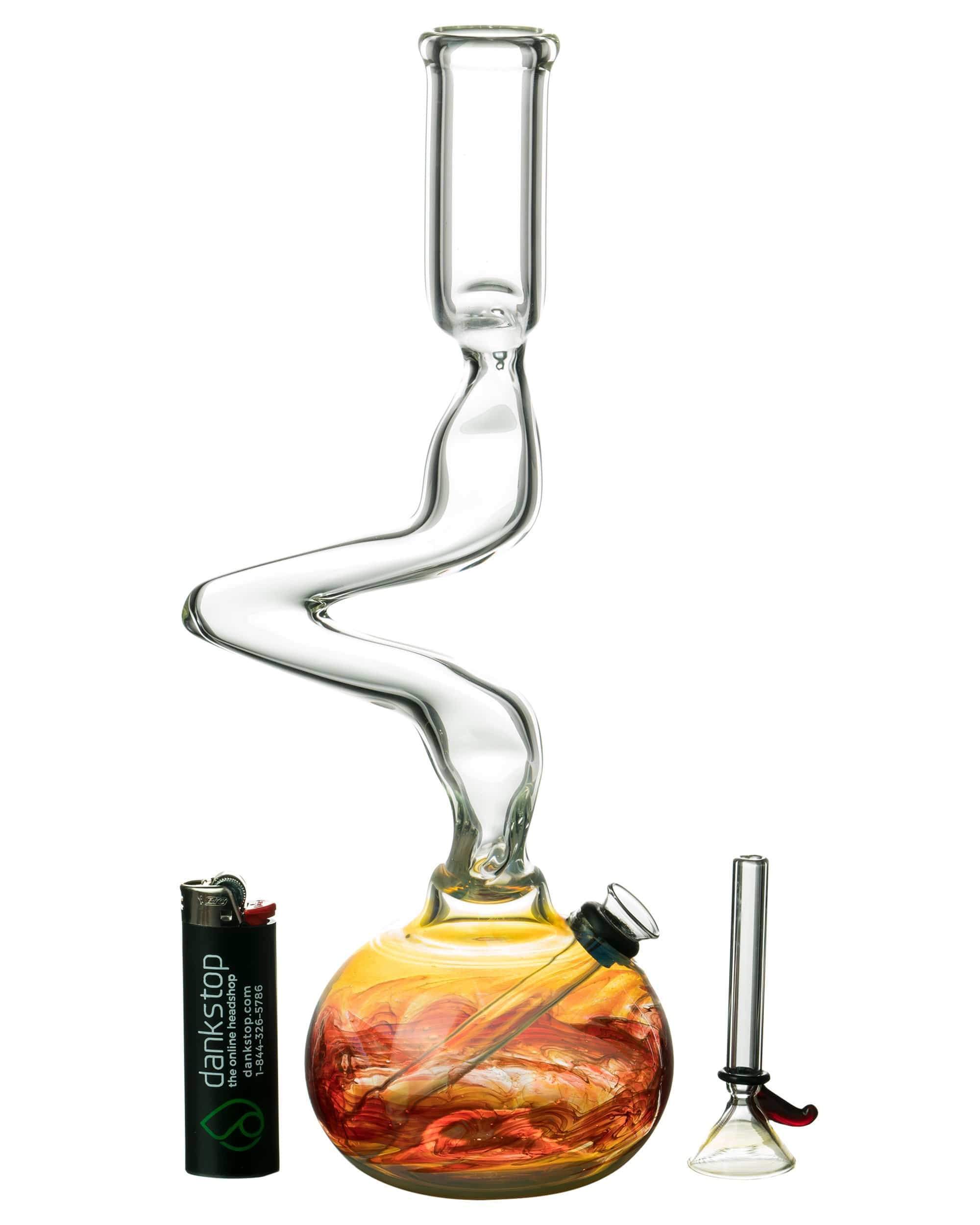12" Raked Zig Zag Bubble Base Bong - Discreet Smoker