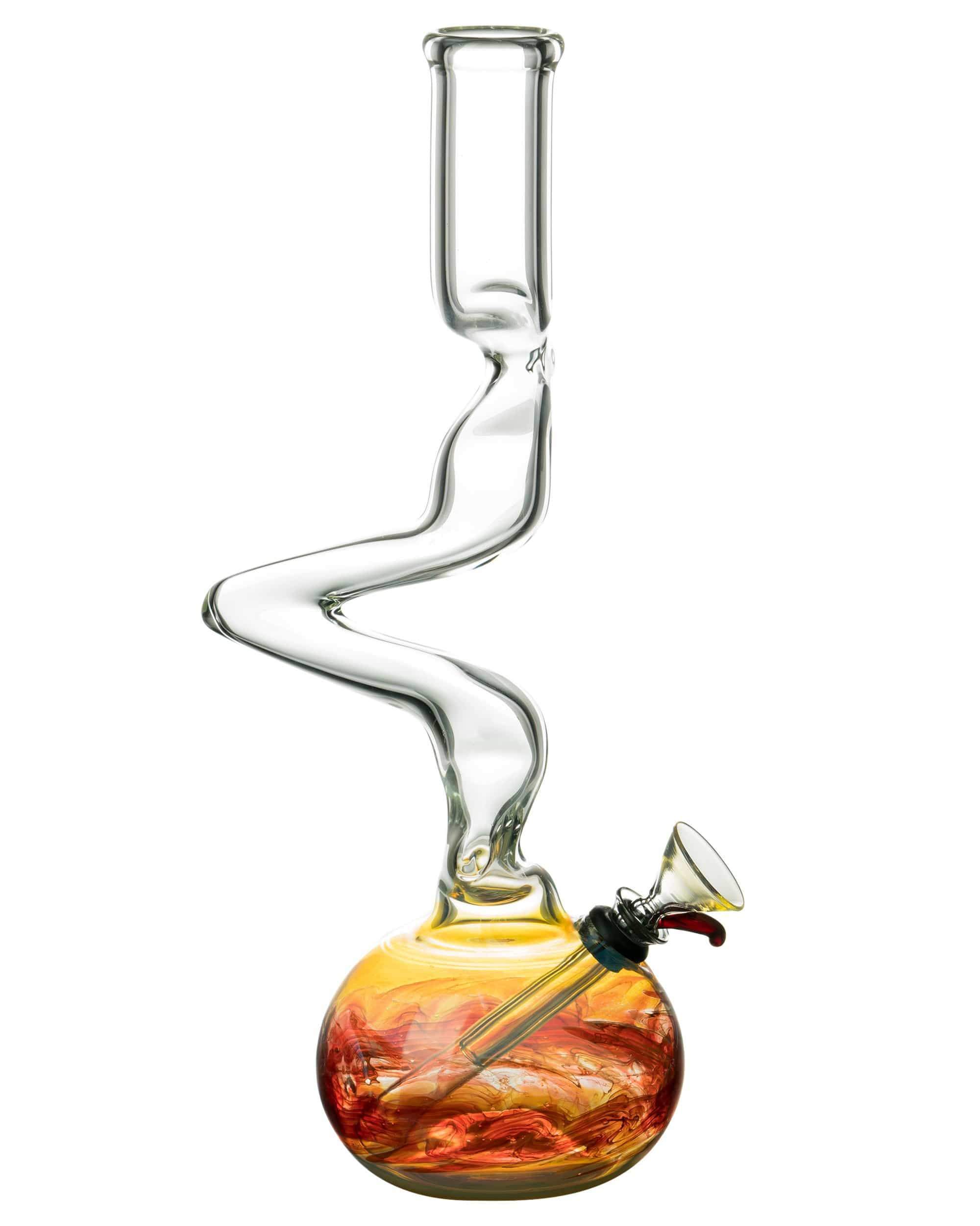 12" Raked Zig Zag Bubble Base Bong - Discreet Smoker