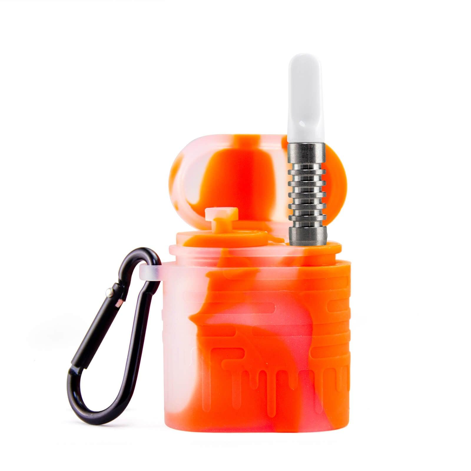 Orange Silicone One Hitter Dugout With Keychain - Discreet Smoker