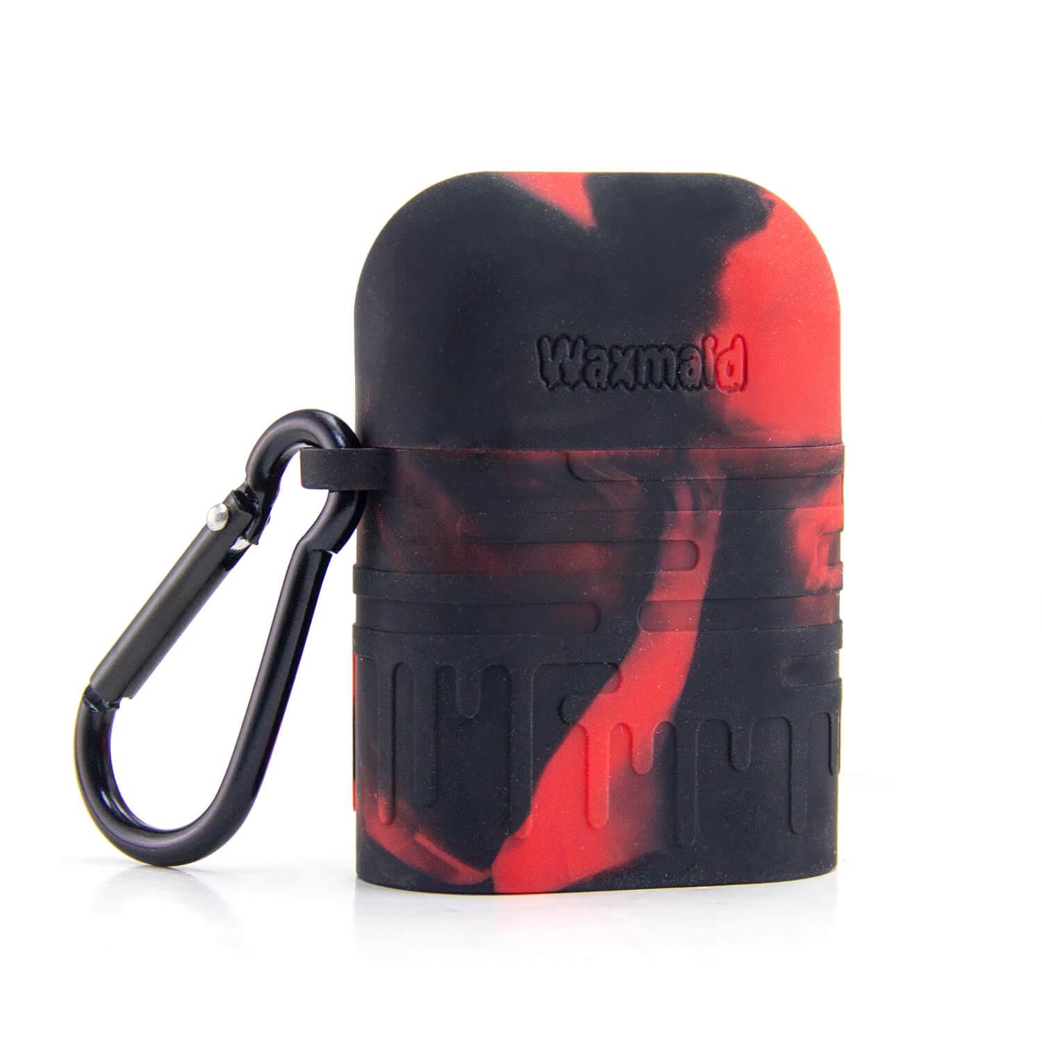 Silicone Dugout with One Hitter - Red/Black - Discreet Smoker