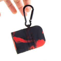 Silicone Dugout with One Hitter - Red/Black - Discreet Smoker